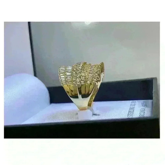 Giani Bernini Cubic Zirconia Multi Row Princess In 18k Gold Over Silver Size 6 - Picture 7 of 9